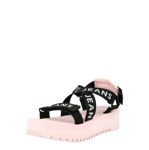Tommy Jeans Sandále  pastelovo ružová / čierna / biela