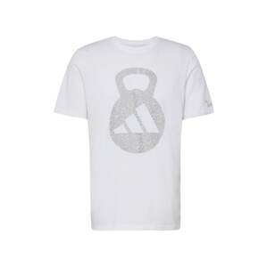 ADIDAS PERFORMANCE Funkčné tričko 'Aeroready Logo Graphic Sleeve'  svetlosivá / biela