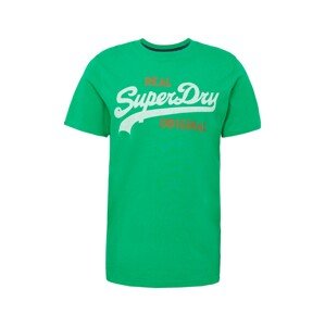 Superdry Tričko  hnedá / zelená / biela