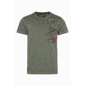 CAMP DAVID Tričko  sivá / kaki / červená / čierna
