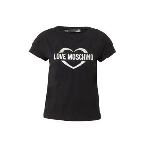 Love Moschino Tričko 'MAGLIETTA'  čierna / strieborná