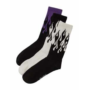 Pull&Bear Ponožky  tmavofialová / čierna / prírodná biela