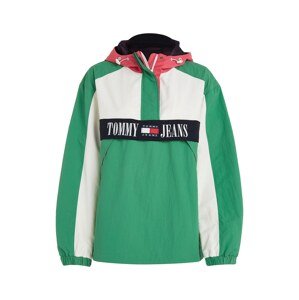 Tommy Jeans Prechodná bunda  béžová / zelená / červená