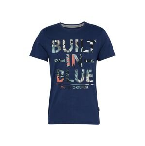 BLEND Tričko  modrá / kaki / tmavozelená / koralová