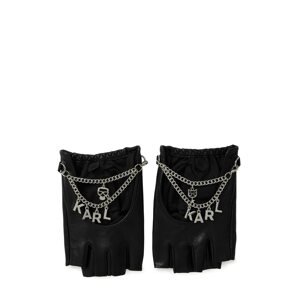 Karl Lagerfeld Rukavice bez prstov  čierna / strieborná