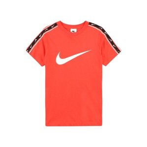 Nike Sportswear Tričko 'REPEAT'  oranžovo červená / čierna / biela