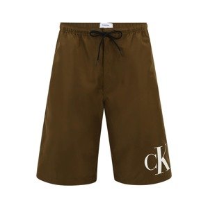 Calvin Klein Swimwear Plavecké šortky  olivová / biela