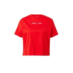 Tommy Jeans Tričko 'Serif Linear'  červená / biela