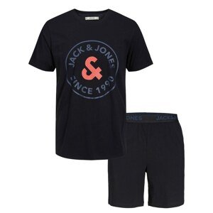 JACK & JONES Krátke pyžamo 'AARON'  grafitová / koralová / čierna