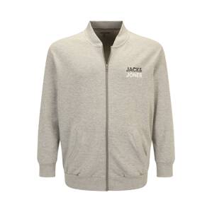 Jack & Jones Plus Tepláková bunda 'ATLAS'  svetlosivá / čierna / biela