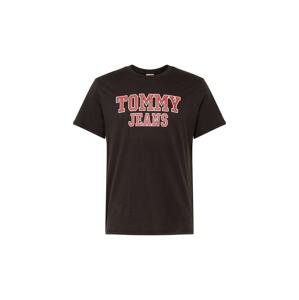 Tommy Jeans Tričko 'Essential'  pastelovo červená / čierna / biela