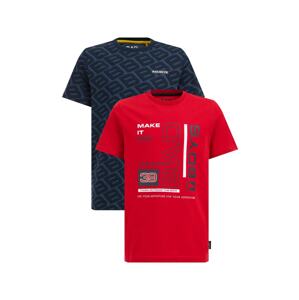 WE Fashion Tričko  námornícka modrá / tmavomodrá / červená / biela