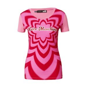 Love Moschino Tričko  svetloružová / červená / biela