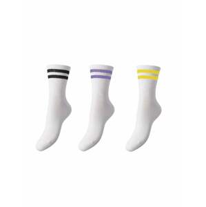 PIECES Ponožky  žltá / fialová / čierna / biela