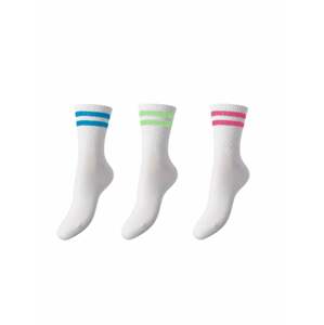 PIECES Ponožky  modrá / svetlozelená / svetloružová / biela