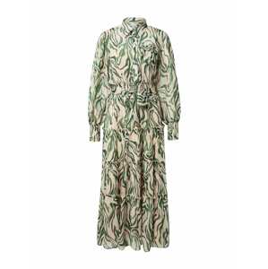 River Island Košeľové šaty 'SHIRRED'  béžová / zelená