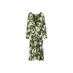 MANGO Plážové šaty 'Grass'  krémová / svetlobéžová / zelená
