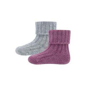 EWERS Ponožky  sivá melírovaná / tmavoružová