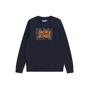 Jack & Jones Junior Mikina  námornícka modrá / grafitová / oranžová