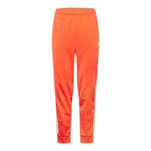 ADIDAS SPORTSWEAR Športové nohavice 'Essentials Warm-Up Tapered 3-Stripes'  oranžovo červená / biela