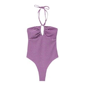 Pull&Bear Jednodielne plavky  fialová / biela