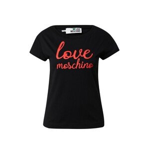 Love Moschino Tričko 'CORSIVO'  grenadínová / čierna