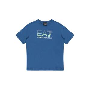 EA7 Emporio Armani Tričko  kráľovská modrá / svetlozelená / šedobiela