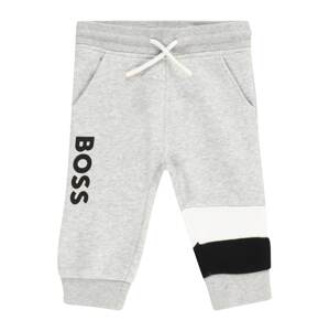 BOSS Kidswear Nohavice  sivá / čierna / biela