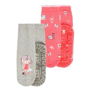 STERNTALER Ponožky 'Fli Fli'  sivá melírovaná / ružová / ružová / biela