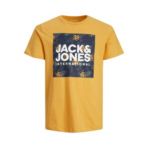 JACK & JONES Tričko 'LOKY'  tmavomodrá / zlatá žltá / biela