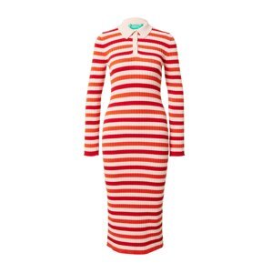 UNITED COLORS OF BENETTON Pletené šaty  púdrová / burgundská / svetločervená