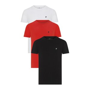 DENIM CULTURE Tričko 'TONY'  červená / čierna / biela