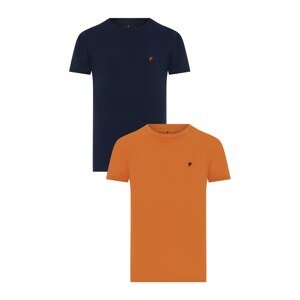 DENIM CULTURE Tričko ' GAETANO '  námornícka modrá / oranžová