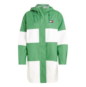 Tommy Jeans Prechodná bunda  zelená / biela