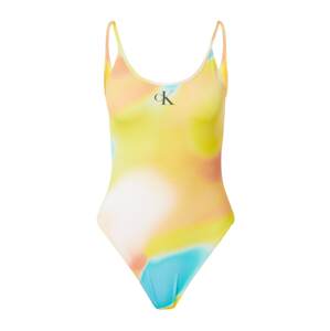 Calvin Klein Swimwear Jednodielne plavky  vodová / žltá / broskyňová / šedobiela