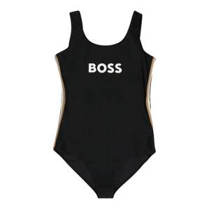 BOSS Kidswear Jednodielne plavky  svetlohnedá / čierna / biela