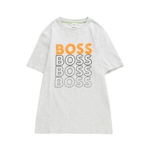 BOSS Kidswear Tričko  sivá melírovaná / oranžová / čierna