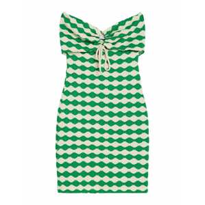 Bershka Pletené šaty  trávovo zelená / biela