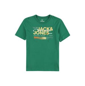 Jack & Jones Junior Tričko  svetložltá / tmavozelená / biela