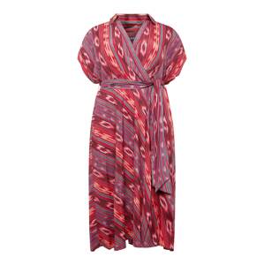 Lauren Ralph Lauren Plus Košeľové šaty  tmavošedá / svetloružová / grenadínová / karmínovo červená