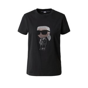 Karl Lagerfeld Tričko 'Ikonik'  čierna / strieborná / priehľadná