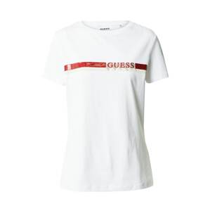 GUESS Funkčné tričko 'MONDAY'  karmínovo červená / biela