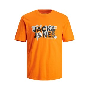JACK & JONES Tričko 'DUST'  oranžová / čierna / biela