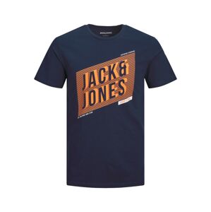 JACK & JONES Tričko 'NET'  námornícka modrá / oranžová / biela
