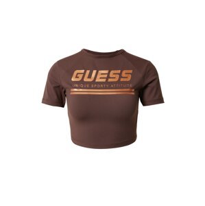 GUESS Funkčné tričko 'AGGIE'  tmavohnedá / oranžová