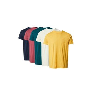 HOLLISTER Tričko  námornícka modrá / žltá / smaragdová / biela