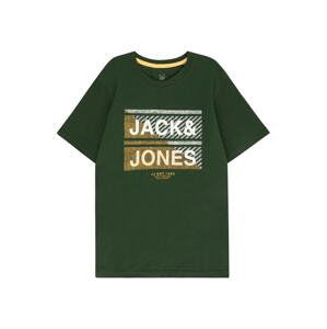 Jack & Jones Junior Tričko 'KAIN'  horčicová / tmavozelená / biela