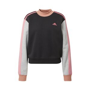 ADIDAS SPORTSWEAR Športová mikina 'Essentials 3-Stripes Half-Neck Fleece'  sivá melírovaná / ružová / púdrová / čierna