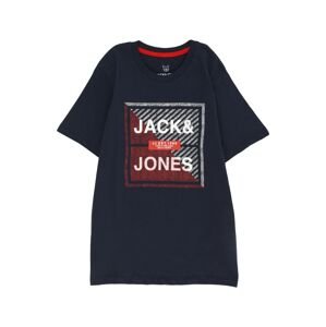 Jack & Jones Junior Tričko 'KAIN'  námornícka modrá / ohnivo červená / biela / šedobiela