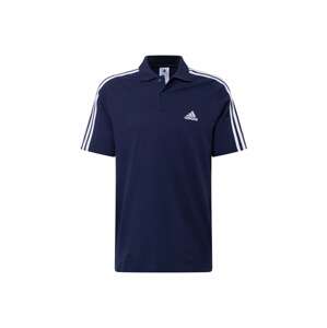 ADIDAS SPORTSWEAR Funkčné tričko 'Essentials Piqué Embroidered Small Logo 3-Stripes'  tmavomodrá / biela